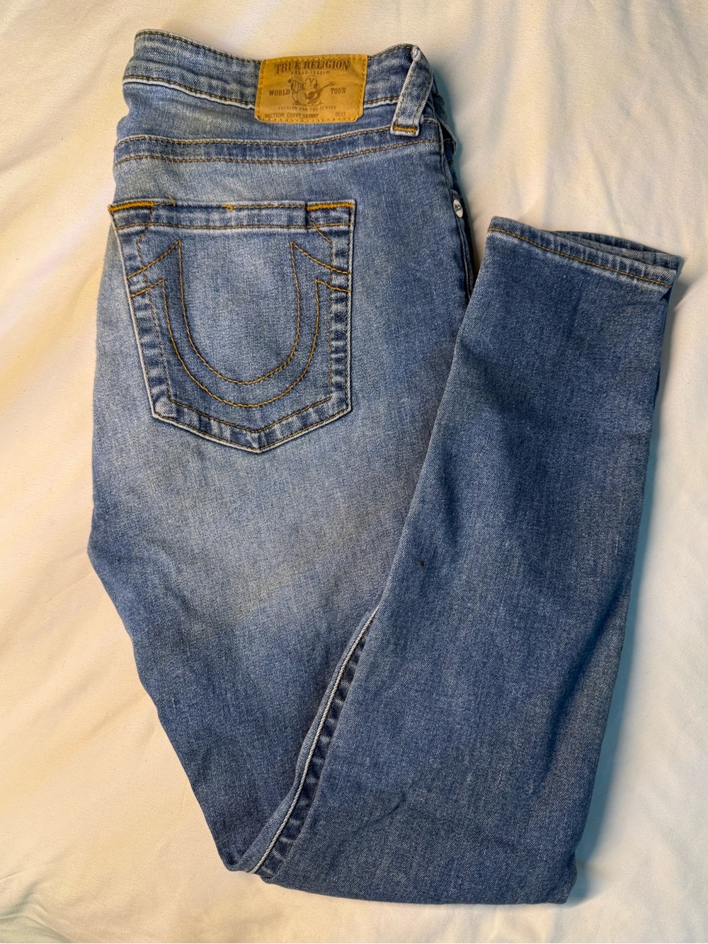 True Religion Women's Skinny Jeans in Mid Blue Wash